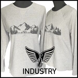 Industry Grey Mountain Scape Crew Neck Lightweight Sweatshirt (M)